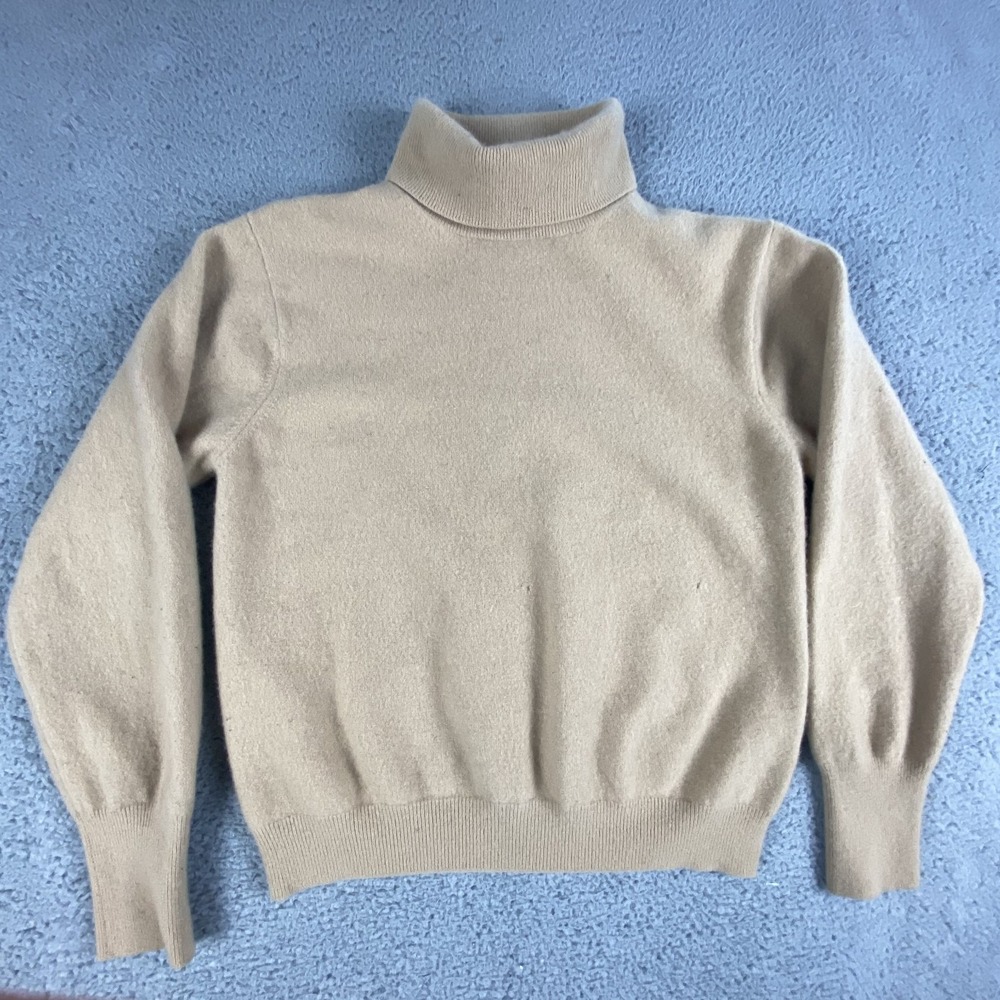 Kinross Cashmere Sweater Womens Medium Beige Mock Oversized Lightweight Designer
